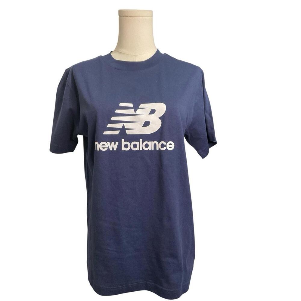New Balance Logo T-Shirt Navy Blue Graphic Tee Size Small NWT - A2